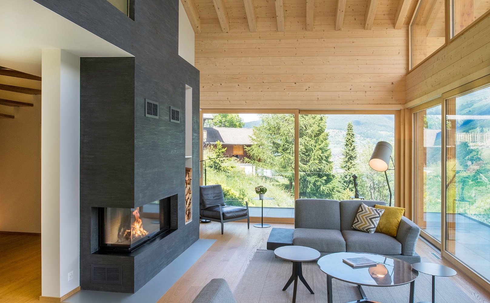 L Tipi Asansörlü Şömine