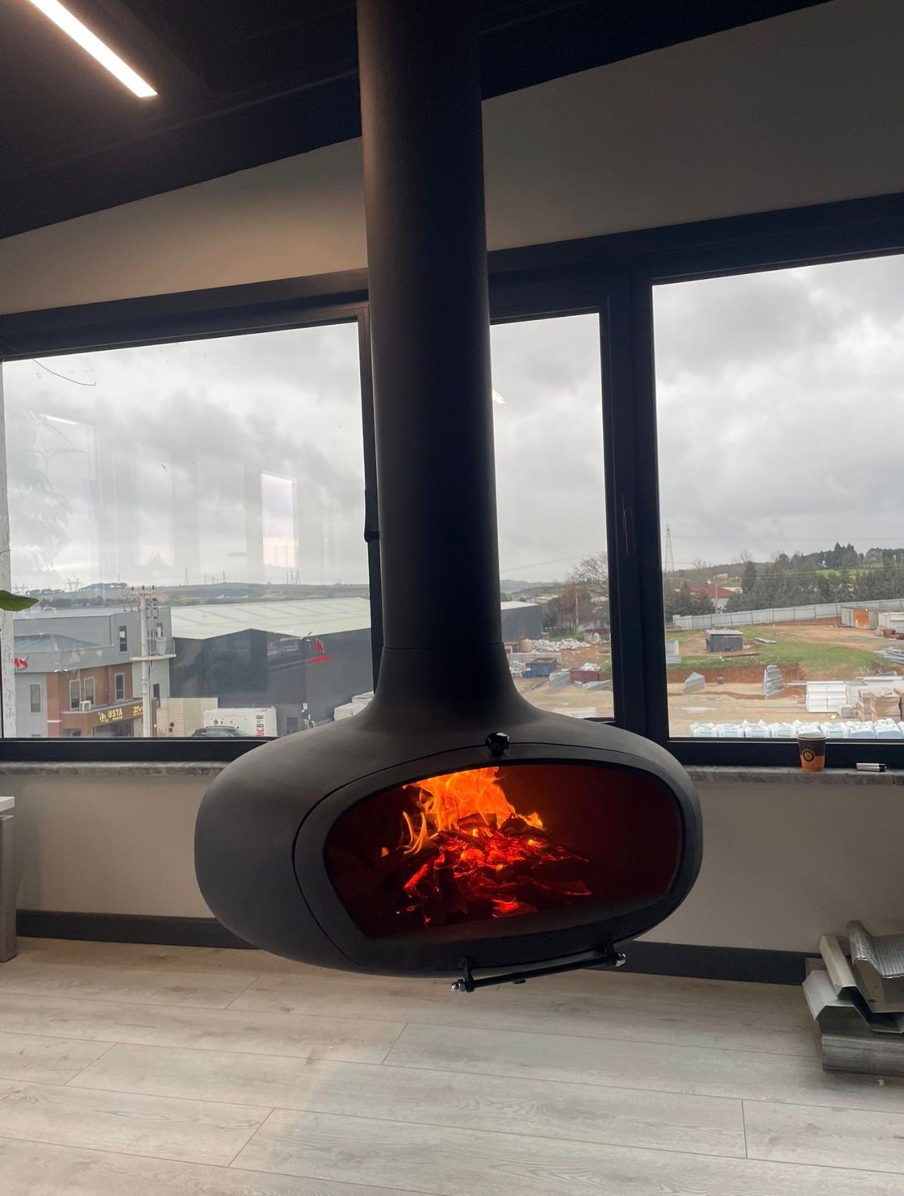 CAMLI UFO ASMA ŞÖMİNE ODUNLU